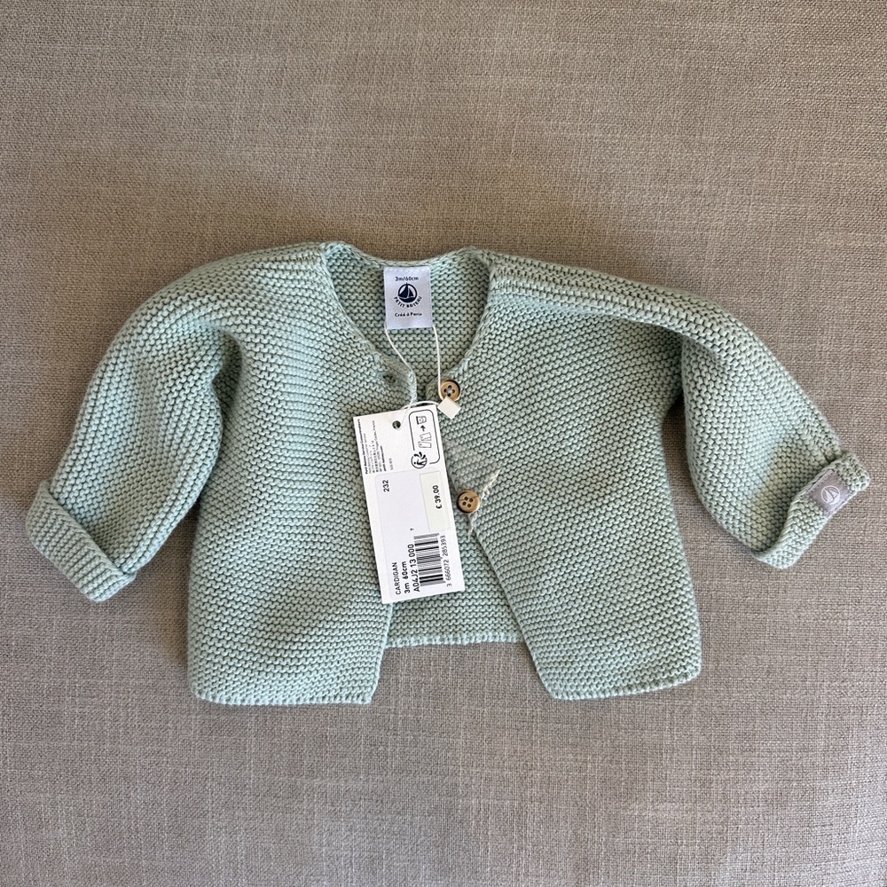 Petit Bateau green baby cardigan